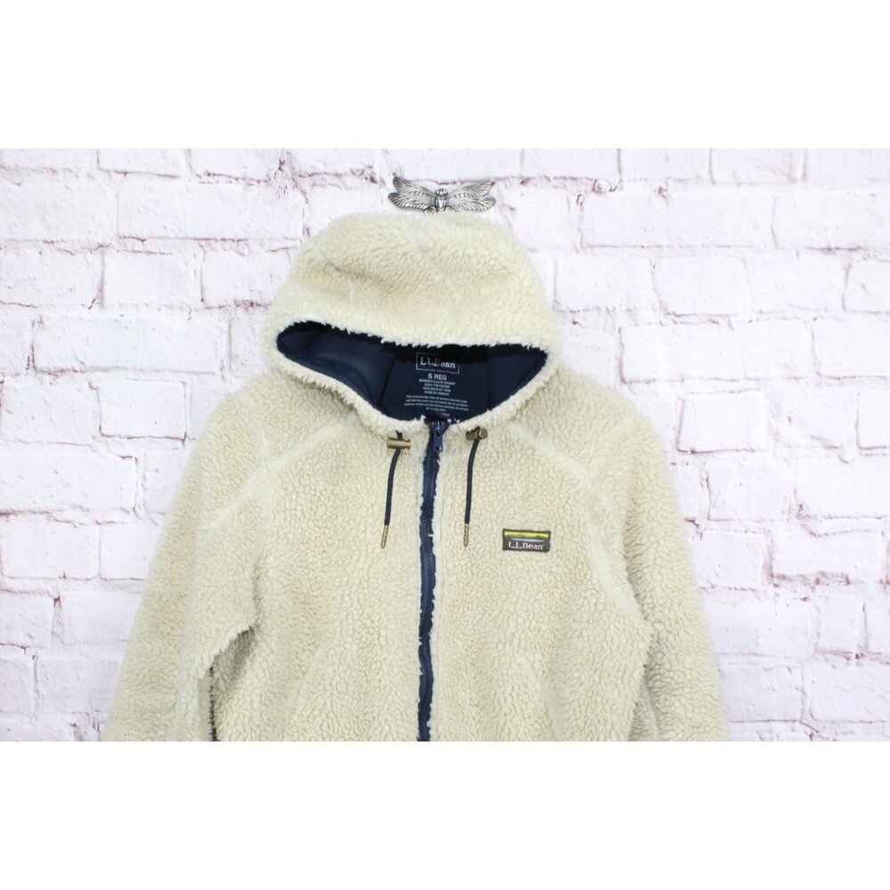 LL Bean Mountain Pile Fleece Coat Full Zip Natural Size S - Picture 2 of 9